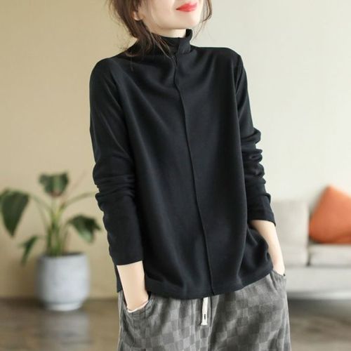 Double-sided Druzhba Velvet Simple Spliced Half-Neck New Thickened Base Layer Top for Women—Versatile, Fashionable, and Chic Autumn/Winter Style