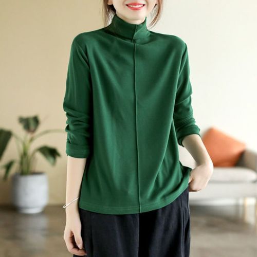 Double-sided Druzhba Velvet Simple Spliced Half-Neck New Thickened Base Layer Top for Women—Versatile, Fashionable, and Chic Autumn/Winter Style