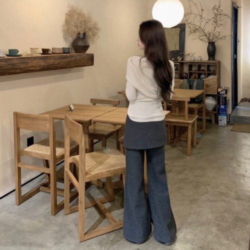 Photographed! 2025 Autumn/Winter Casual Relaxed Style Detachable Slit Flared Pants with Grey Cashmere Material for Women