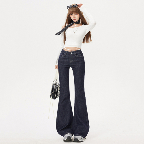 Photographed~ 2025 Original Cattle Color New Hot Girl Low-Waisted Elastic Non-Hugging Pants Women Versatile Slimming Tidal Denim Jeans