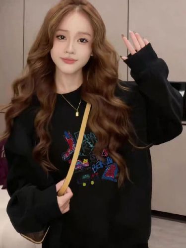 Cotton-Blend CVC Ribbed Crew Neck Printed Sweatshirt for Women and Men - Regular - Padded