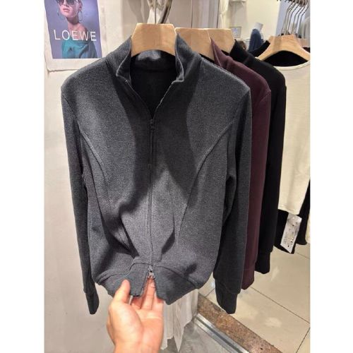 Official Image 280G Thick Fleece M-4XL Double-Sided Zipper Fat Mm Ribbed Long-Sleeve Base Layer Top 729#