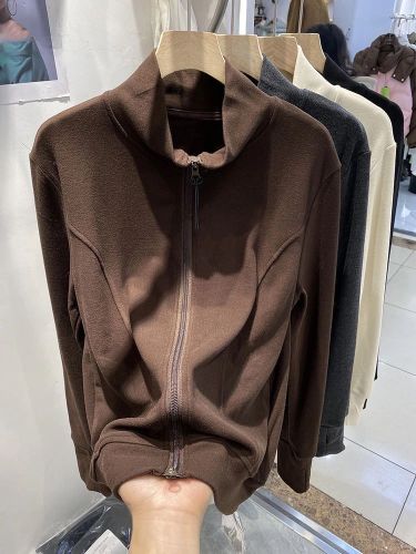 Official Image 280G Thick Fleece M-4XL Double-Sided Zipper Fat Mm Ribbed Long-Sleeve Base Layer Top 729#