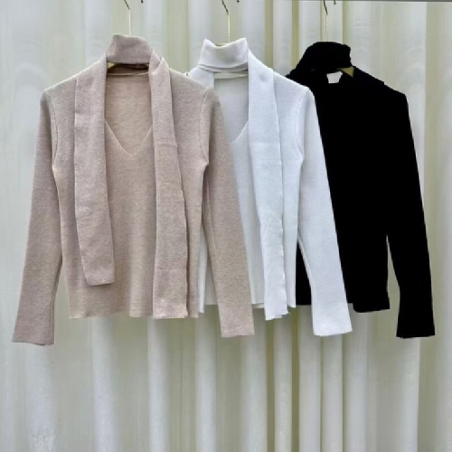 Women's Spring/Fall Designer Knitted Base Layer with Flared Sleeves, Irregular Fit, Perfect for Layering