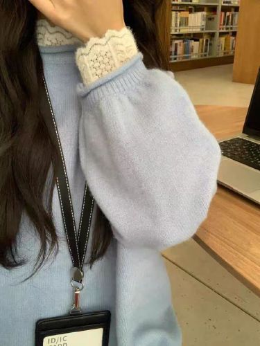 Japanese-style relaxed-fit soft-rolled-edge sweater | New arrival loose-fitting, figure-flattering long-sleeve chic knit base layer top | Thickened design