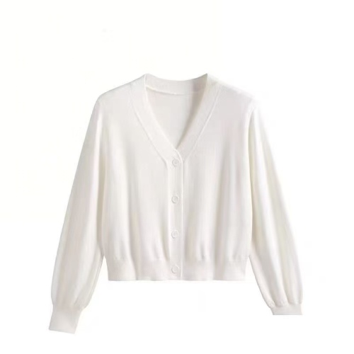 Women's Open Knit Sweater, Spring and Autumn/Winter Cardigan, Outerwear, Loose Fit, Lantern Sleeve, Short Length Knit Top