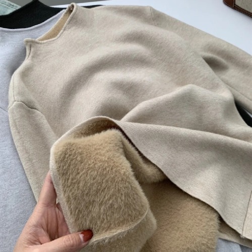 Half-height collar base shirt women's innerwear for autumn and winter with thermal padding and thickening, 2025 new model integrated velvet sweater warm top
