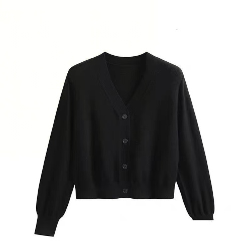 Women's Open Knit Sweater, Spring and Autumn/Winter Cardigan, Outerwear, Loose Fit, Lantern Sleeve, Short Length Knit Top