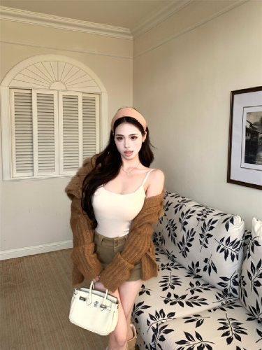 Actual Photos! Mao Mao Navy Knit Sweater Jacket Top Women Fleece Shorts Loose Casual Long Pants Set Trendy