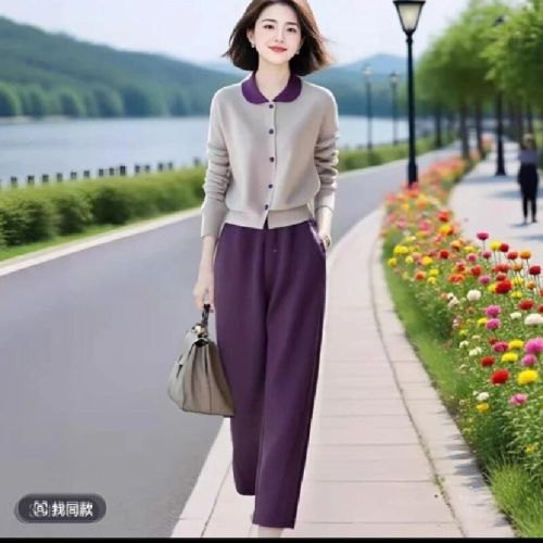 Ladies' A-line Mini Dress with Fresh and Colorful Contrast Design, Solid Color Cardigan Set