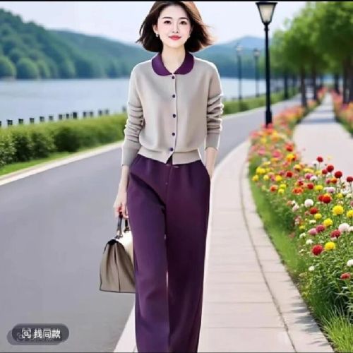 Ladies' A-line Mini Dress with Fresh and Colorful Contrast Design, Solid Color Cardigan Set