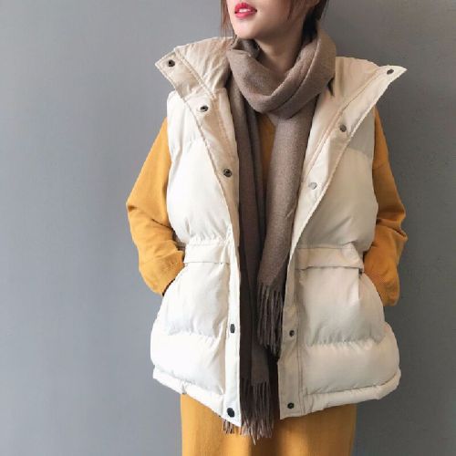 Down-filled cotton vest for women, 2025 autumn and winter new short-length cardigan, versatile, large size outerwear, can be layered with a tank top or jacket