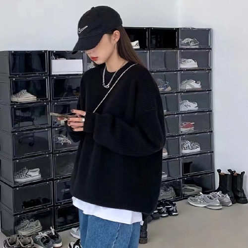 The taste of first love, pure color round neck women's Korean style temperament weight loss cashmere sweater