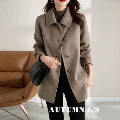 Dragon and Phoenix Style 350g Autumn/Winter New Long Mid-length Slimming Women's Cardigan Collar Wool Coat for Petite Figures