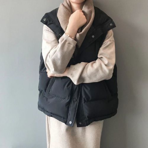 Down-filled cotton vest for women, 2025 autumn and winter new short-length cardigan, versatile, large size outerwear, can be layered with a tank top or jacket