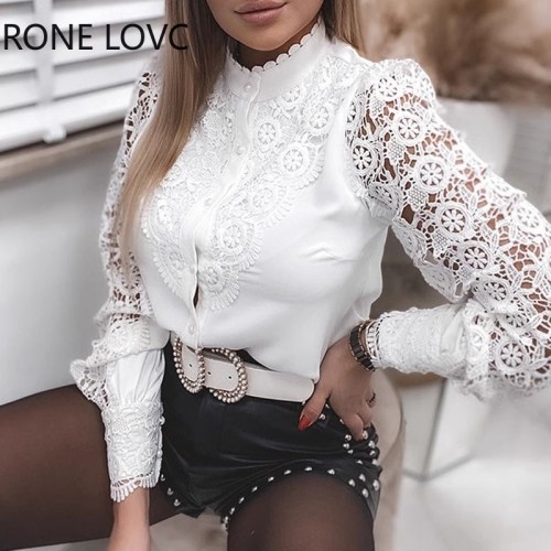 2025 European Market: AliExpress & Wish – New Arrival Women's Solid-Color Lace V-Neck Cardigan Shirts