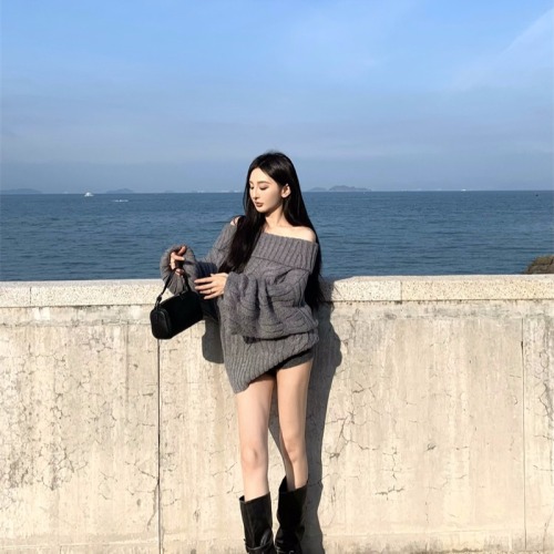 Photographed Pure Desire Atmosphere Loose and Lazy Knitted Sweater