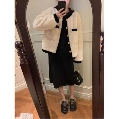 2025 New Autumn/Winter Plus Size Women's Shearling Coat with Chanel Style, Fashion and Elegant Outerwear for Plus-Size Women