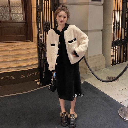 2025 New Autumn/Winter Plus Size Women's Shearling Coat with Chanel Style, Fashion and Elegant Outerwear for Plus-Size Women