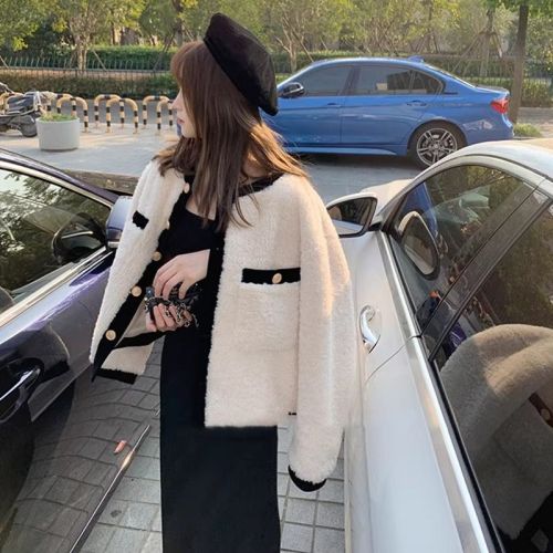 2025 New Autumn/Winter Plus Size Women's Shearling Coat with Chanel Style, Fashion and Elegant Outerwear for Plus-Size Women