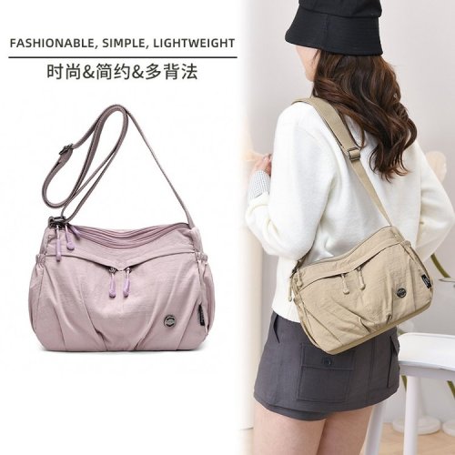 Oxford Canvas Women's Casual Simple Single-Shoulder Crossbody Bag Large Capacity Fashion Middle-Aged Mother Bag Canvas Nylon Women's Bag