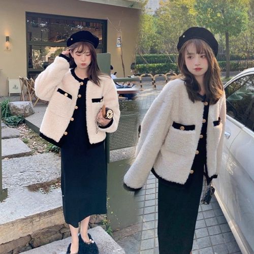 2025 New Autumn/Winter Plus Size Women's Shearling Coat with Chanel Style, Fashion and Elegant Outerwear for Plus-Size Women