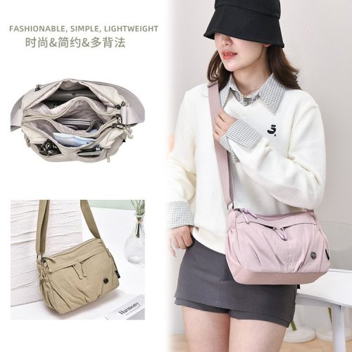 Oxford Canvas Women's Casual Simple Single-Shoulder Crossbody Bag Large Capacity Fashion Middle-Aged Mother Bag Canvas Nylon Women's Bag