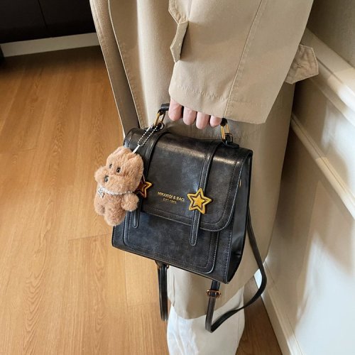 Women's New Fashion Retro School Bag with Double Strap, Stylish and Versatile Shoulder Bag for Students and Commuting