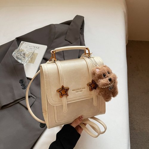 Women's New Fashion Retro School Bag with Double Strap, Stylish and Versatile Shoulder Bag for Students and Commuting