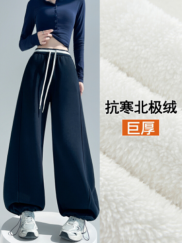 Women's 2025 Winter Cold-Resistant Arctic Wool Two-Way Wide Leg Pants, High-Waisted, Flowy, Versatile, Slimming, Warm, Casual, Sporty
