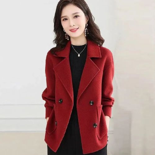 Women's Casual Outerwear Single Layer Woolen Fall/Winter Style New Wool Coat Short Coat for Petite Figures, Mother's Versatile Short-Sleeve Top