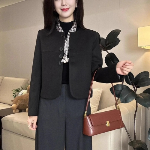 Cashmere Wool Coat 2025 Autumn/Winter New Korean Style Fashion Dopamine Petite Round Neck Short-Sleeve Top