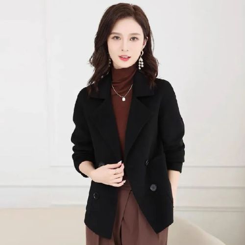 Women's Casual Outerwear Single Layer Woolen Fall/Winter Style New Wool Coat Short Coat for Petite Figures, Mother's Versatile Short-Sleeve Top