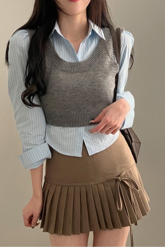 Korean Version JK Sweater Outerwear Backless Tank Top Set Sleeveless Short Bodycon Sexy Strap College Style Knit Top