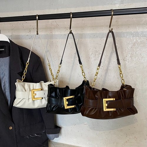 Leather pleated cloud pouch, underarm bag for women, high-end fashion, vintage-style single-shoulder tote bag with large capacity, dumpling bag