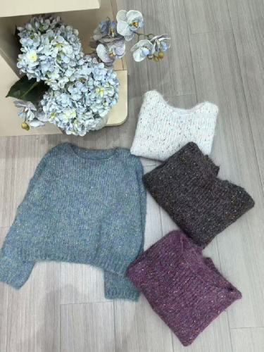 BLUEBERRY Korean-style Gentle Hoodie Single-Sleeve Loose Round Neck Slimming Sweet Uncommon Design Knitwear