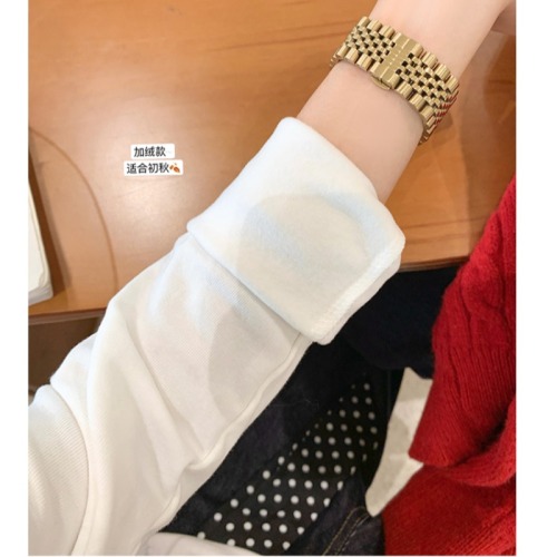 Official Image Wool Fleece Korean Style Long-Sleeve T-shirt for Women, Autumn/Winter New Arrival Basic Top, Single Wear Printed Top