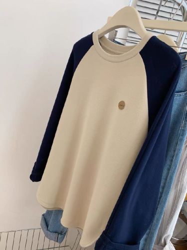 2025 Autumn/Winter Sleeveless Crew Neck Velvety Long-Sleeve Base T-Shirt for Women with Fleece Top