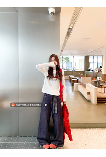 Official Image Wool Fleece Korean Style Long-Sleeve T-shirt for Women, Autumn/Winter New Arrival Basic Top, Single Wear Printed Top