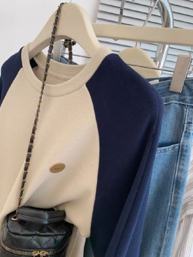 2025 Autumn/Winter Sleeveless Crew Neck Velvety Long-Sleeve Base T-Shirt for Women with Fleece Top