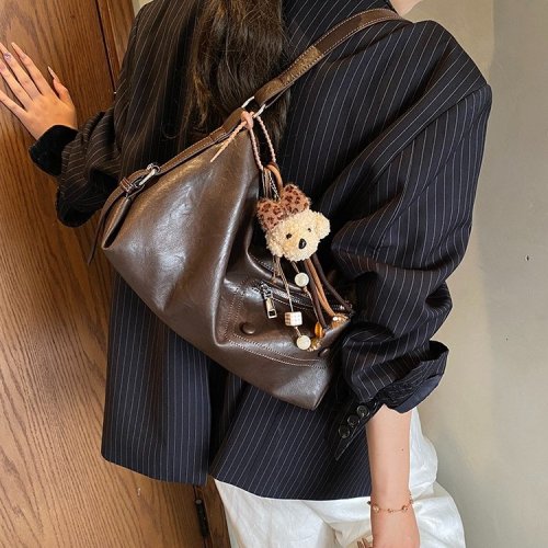 Women's Crossbody Bag, Fashion Single Shoulder Bag for Middle-Aged and Elderly, Soft Leather Mother's Bag, Casual Retro Large Capacity Bag