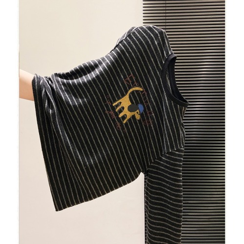 Official Image 72 Polyester 25% Cotton 3% Spandex Korean Style Striped Fuzzy Thickened Crew Neck Long Sleeve Loose Base Layer