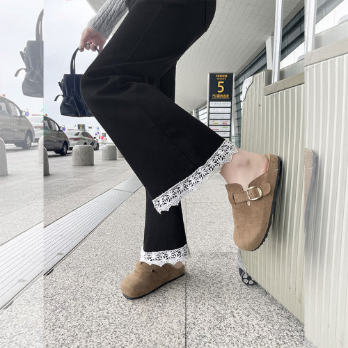 Photographed - Spring and Autumn Lace Black Mini Skirt Women's High-Waisted Slim Fit 9/10 Length Fashionable Bell Bottom Pants Women