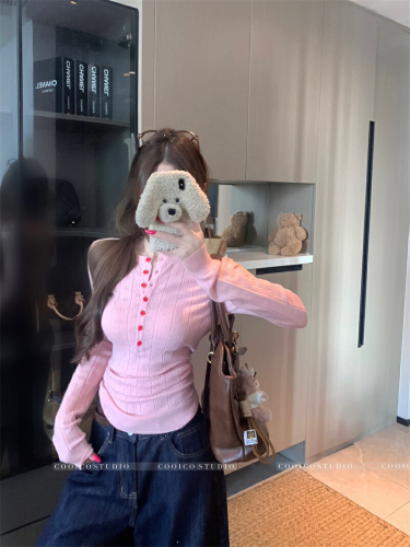 Photographed Winter French Style Round Neck Slimming Knit Top Sweater