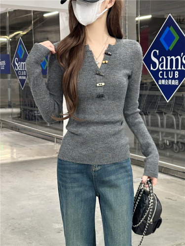 Actual shoot new winter lazy high-end base layer top long sleeve design knit sweater