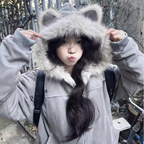 Deer Hairy Cotton Women's 2025 Winter New American Cleanfit Thick Cotton Coat Outerwear Trendy