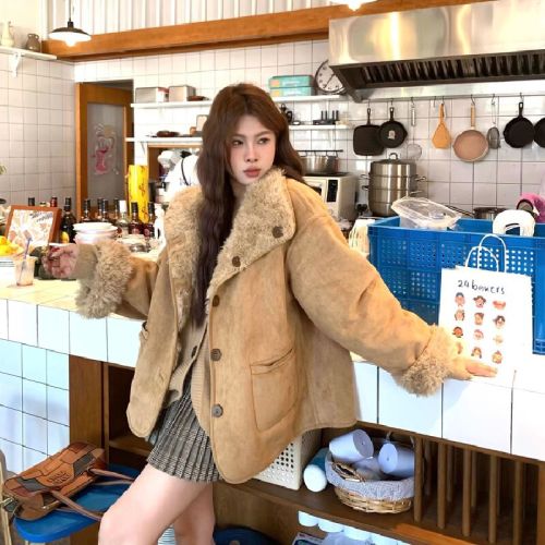 Women's Mid-Length Wool Sheep Coat with Two-Way Design, Insulated Warm Motorcycle Jacket, 2025 Winter New Arrival, Thick Warm Faux Fur Outerwear
