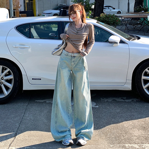 Photographed~ 2025 Autumn New Korean Style Versatile Casual Straight Leg Pants Women's Jeans Women's Wide Leg Pants with Belt