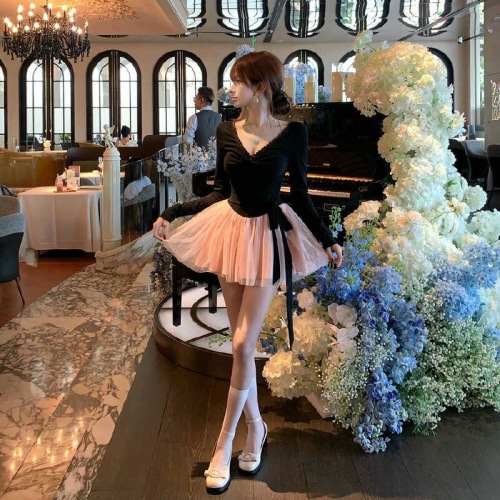 Rachele Romantic Eiffel Autumn Pure Desire Thousand Dollars French Net Dress