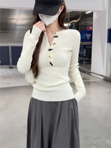 Actual shoot new winter lazy high-end base layer top long sleeve design knit sweater